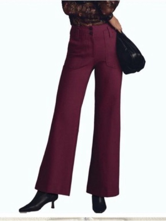 Maeve Pants - Anthropologie Maeve Naomi Ponte Wide Leg Pants Plum Pull On Petite 2P Flare